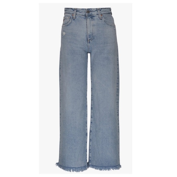 AG Saige Wide Leg Crop High Rise Frayed Hem Light Wash Jean, size - Picture 3 of 14